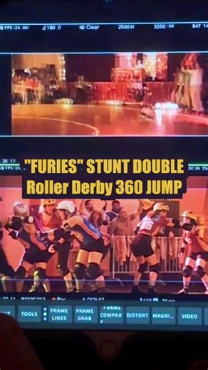 Chloé Seyrès / Cours Roller Dance Montreal on Instagram: "POV: 10 years after retiring, you're a #stuntdouble for a #rollerderby movie @lesfuriesfilm 🛼 After a decade away from derby, I returned on the track to lend my legs & wheels to @juliettegosselin - NEW STUNT: a 360 jump over a knocked-down player! 😇 What a trip to line up behind the jammer line again, put on the star, nod to my teammates, and feel the rush hit at the whistle...! It was just a choreographed game, but it felt like the per