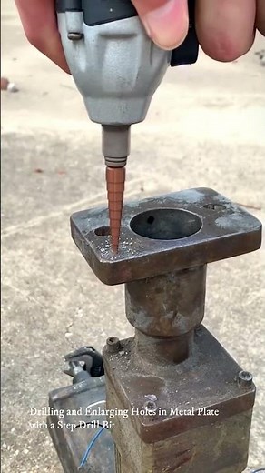 Drilling and Enlarging Holes in Metal Plate with a Step Drill Bit