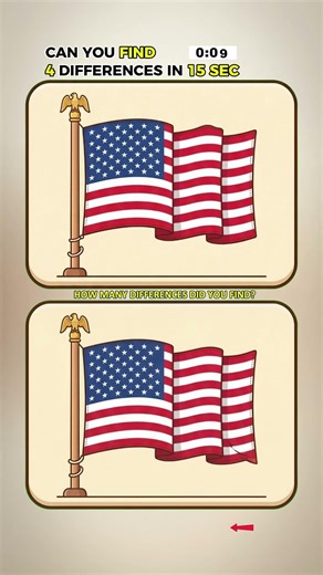 find 4 differences in the american flag #puzzle #brainteaser