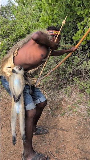 Sharp eyes, steady hands — bushmen hunting monkeys at sunrise. #africa #food #culture