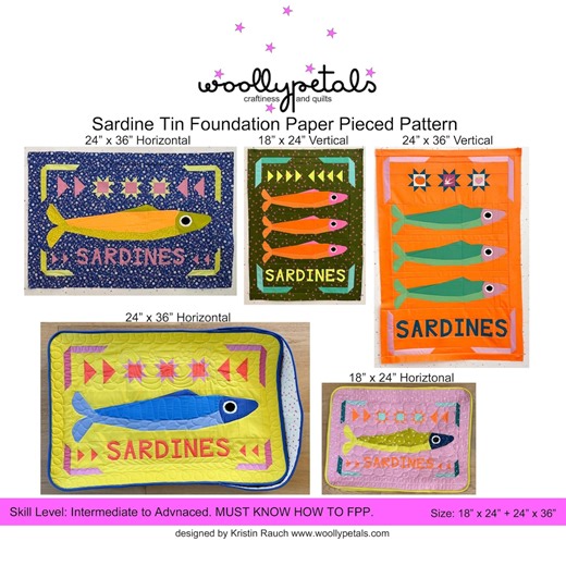 Woollypetals Sardine Tin FPP Pattern   Tin   Quilt - 4 Sizes of Block - PDF DIGITAL Download - Etsy