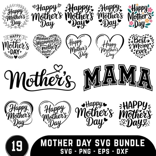 Mum Plotter Svg Bundle, Mother's Day Vector Icons, Botanical Happy Mother's Day Floral, Plotter Files Mother for Cricut, Mum SVG Bundle - Etsy