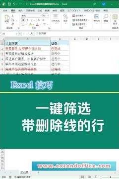 Excel一键筛选带有删除线的行