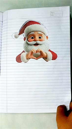 3D Christmas Notebook Drawing 🎅 | Santa Pop-Up Art | Incredible Mini Art #Shorts