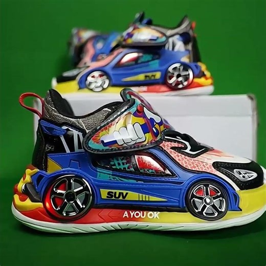 Ultraman Kids Light-Up LED Shoes | Cartoon Car Design | Breathable, Anti-Slip & Lightweight | Unisex