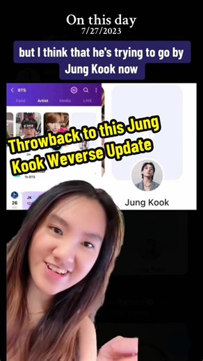 Remember back in 2023 when JK changed his Weverse profile to Jung Kook for the solo era? I still don’t understand how English speakers can struggle with saying Jung Kook. It’s genuinely so easy. He writes it out phonetically with a space in between to make it even easier😭 #jungkook #jk #weverse #onthisday