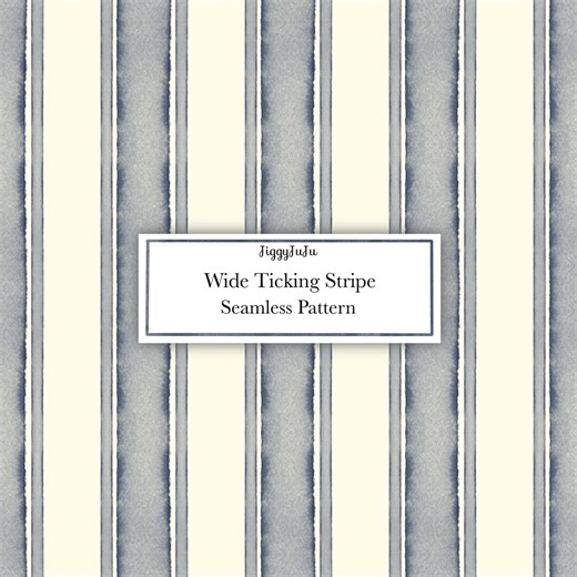 Indigo Blue Wide Ticking Stripe | Digital Paper | Seamless Pattern | Watercolour Style (digital Download) - Etsy