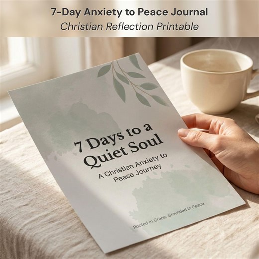 7-Day Christian Anxiety to Peace Journal | Bible Verse Reflection Printable | Faith Based Canva Template