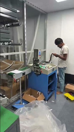 installation of clothing label flexo printing machine ultrasonic cutting multi function fold machine