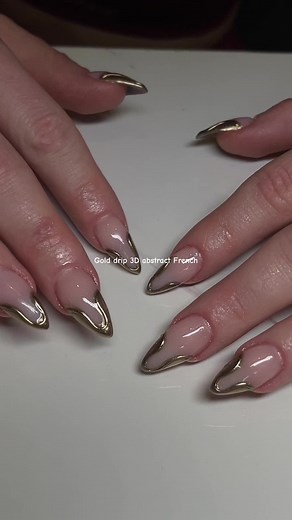Gold Drip Nails: Abstract French Nail Tutorial