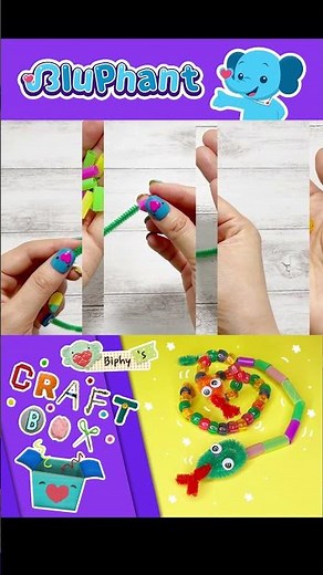 Pipe Cleaner Bead & Straw Snake Craft for Kids 🐍✨ Easy Craft 🎁 BiPhy’s Craft Box ✂️