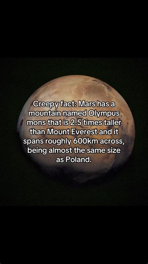 Olympus Mons is the largest volcano and highest mountain in the Solar System. It is located on Mars and rises about 22 km (13.6 miles) above the surrounding plains. It is a shield volcano formed by many layers of flowing lava. #scary #viral #physics #earth #Science