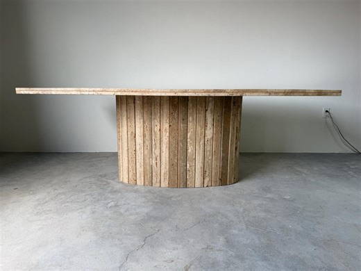 1980’s Vintage Italian Postmodern Travertine Dining Table With Sculptural Base - Etsy