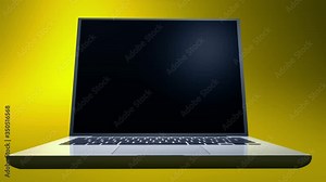 Technology ad scene with a laptop entering the frame and green screen to use your own shop offer