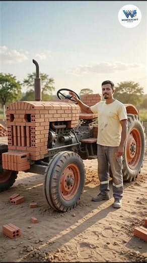 Giant Tractor Made from Bricks | Amazing Hand-Built Construction 🚜🧱