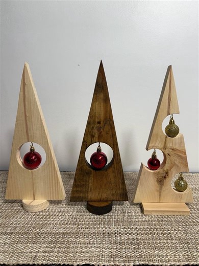 Wooden Christmas Tree Decor | Handmade Rustic Holiday Decor | Tabletop Trees | Natural Wood Ornament Stand - Etsy