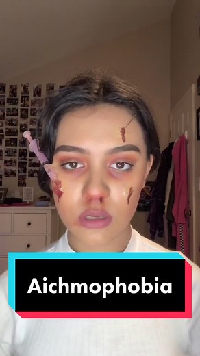 Comment some fears you want to see next!! #makeup #fyp #foryoupage #makeupartist #phobias #aichmophobia #needle #sfx