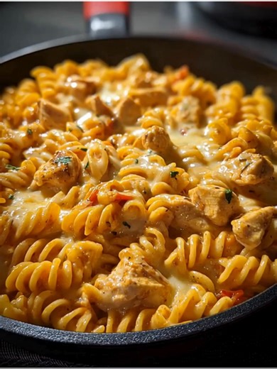 Cheesy Chicken Rotini Skillet Ingredients → Pasta 1 box (16 oz) rotini pasta → Sauce Components 16 oz Velveeta cheese, cubed 1 can (10.5 oz) cream of chicken soup 1 can milk (using empty soup can as measure) ...... Full Recipe in Coʍmеոτ 💬 | Tastefull Recipes