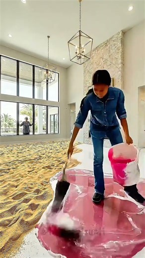THIS FLOOR IS INSANE 😱 Ocean Epoxy Transformation #epoxy #epoxyfloor #satisfying #resin #shorts