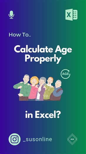 Calculating Age in Excel: A Step-by-Step Guide #excel #exceltips #dataentry #exceltutorial #accounting | SUS ONLINE
