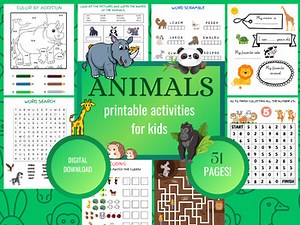 Animal Activities | Animal Coloring | Pre-K - 1st Grade Animal Worksheets