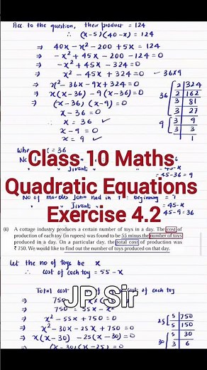 🔊 New Video Uploaded | Class 10 Maths Exercise 4.2 Chapter 4 Quadratic Equations by JP Sir