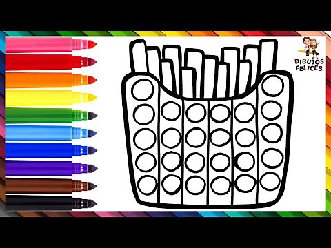 Dibuja y Colorea Unas Papas Fritas POP IT 🍟🌈 Dibujos Para Niños