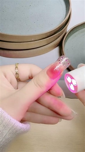 The Ultimate Pink Glitter Ombre Gel Nails in 5 minutes! 💅💞 #NailArt #NailDesign #DIYBeauty #Shorts