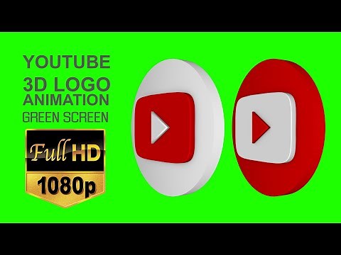 Logo Youtube Green Screen 3D icon Animation (spin/rotate) 30fps
