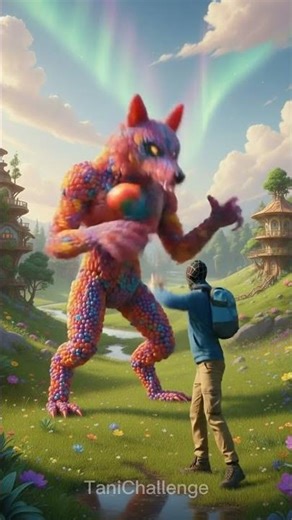 The mascot vibrato assistant werewolf placed on grassy hill