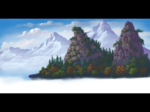 LIVE: Digital LANDSCAPE Painting Using Huion Kamvas 13 and Krita / Part 1