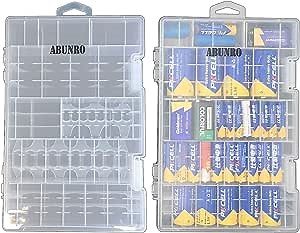 ABUNRO Battery Organizer Storage case for 68pcs Battery Holds, AA, AAA, C, D, 9 Volt Sizes and Button Battery Storage Box, Great Storage fordrawer, Home Offices and Garage Tools Room (2-Set)