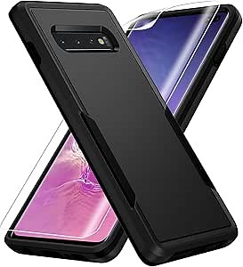 for Samsung Galaxy S10 Plus Case, with Screen Protector [Military Grade Drop Tested] Heavy-Duty Tough Rugged Shockproof Protective Case for Galaxy S10 Plus 6.4 inch, Black