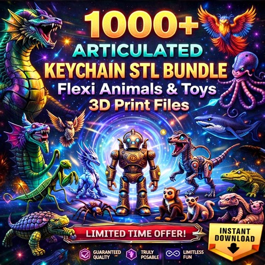 1000+ Flexi Keychain STL Bundle | Articulated Fidget Keyrings | Print-in-place 3D Models | Stl Animals & Characters | Digital Download - Etsy