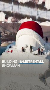 10K views · 134 reactions | An 18-metre-tall snowman was built in China’s Harbin, also known as the ‘Ice City,’ which hosts the world’s largest ice festival. Workers used over 2,000 cubic metres of snow to complete the giant snowman. | TRT World | Facebook