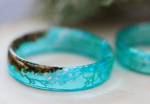 Ocean Resin Ring With Opal, Beach Ring With Sand, Blue Mermaid Ring, Marine Rings for Women, Ocean Gifts for Couple - Etsy