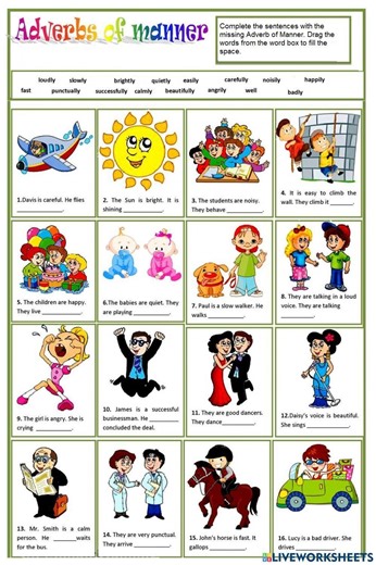 Adverbs of manner online activity for elementary