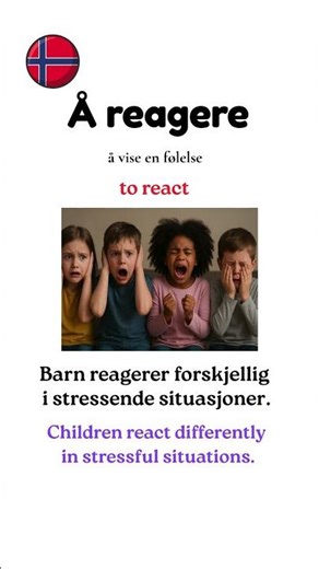 Learn Norwegian: Å reagere. #norwegianvocabulary #learnnorwegian #norskkurs #norwegianlanguage