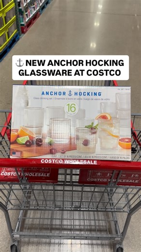 142K views · 25 reactions | ⚓️ I spotted this NEW Anchor Hocking Glass Drinking Set! It includes 16 glass tumblers (15oz. and 11.8oz). They’re dishwasher safe and so pretty! 朗 Only $19.99 #costco #anchorhocking #drinkware | Costco Buys | Facebook