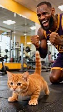 🐱🏀 Bullied Kitten Trains With LeBron #cat #shorts #lebronjames #nba
