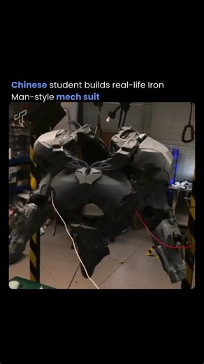 Tech Society on Instagram: "A Chinese university student brings Iron Man dreams to life with a handmade mech suit. Huang, a senior at Chongqing Jiaotong University, spent his summer break crafting a fully wearable exoskeleton armor from scratch. Voice commands activate Jarvis-like AI responses while panels open/close automatically, and the suit moves with servo-driven precision. 3D-printed components form a seamless shell, blending mechanical engineering with cinematic flair. One student's passi