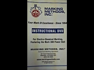 Electro-Chemical Marking Instructional Video DVD-ONE (1980's Original)