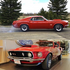 The 1969 Mustang BOSS 429 Candy Apple Red Burnout! Here's everything that made this classic Mustang built May 14, 1969 at Dearborn fabulous: 429 4V Cobra Jet HO V8 Functional Front Air Spoiler High Back Bucket Seats Four-Speed Close Ratio Manual Transmission 3.901 Trackion-Lok Axle Ratio Differential F60 X 15 Wide Oval Belted BSW Tires Power Steering Power Front Disc Brakes Interior Decor Group-Deluxe Console AM Radio Color Keyed Racing Mirrors Competition Suspension No Charge Options included: 