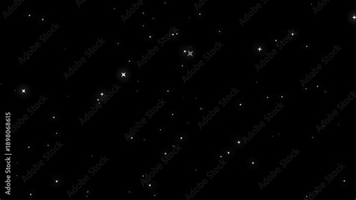 Glitter sparkle stars and particles animated on green screen. Glowing golden glitter stars line animation on black screen background, 4 K magic glitter sparkle trail, white twinkling stars line,