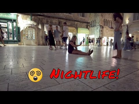 Split Croatia nightlife Walking Tour 4K