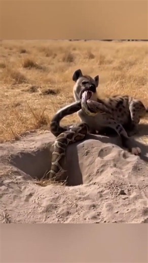 Hyena Thought It Found Easy Prey, But the Python Had Other Plans! 😨