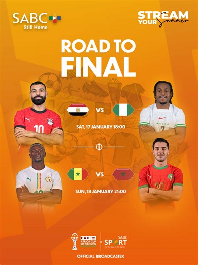 Two massive games to decide the #AFCON2025 rankings! ⚽️🔥 Nigeria battles Egypt for third place, and Senegal faces Morocco for the title! 🏆 Stream both games on SABC Plus. Zero subscription fees! 📲: www.sabc-plus.com #StreamYourSummer #SABCPlus #AFCONOnSABCPlus #AFCON