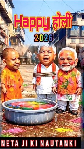 Happy Holi Lalu VS PM Modi Yogi Adityanath #funny #funnyvideos