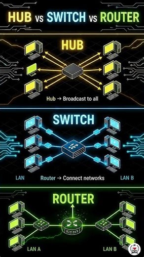 Most people get this wrong.Hub, Switch, Router — not the same thing