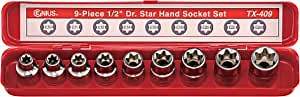 9 Piece 1/2" Dr. Star Hand Socket Set TX-409